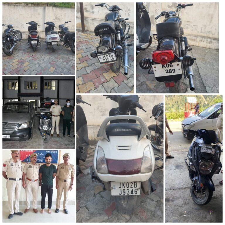 Notorious Bike Lifter arrested by Doda Police, Six Stolen Motorbikes Recovered