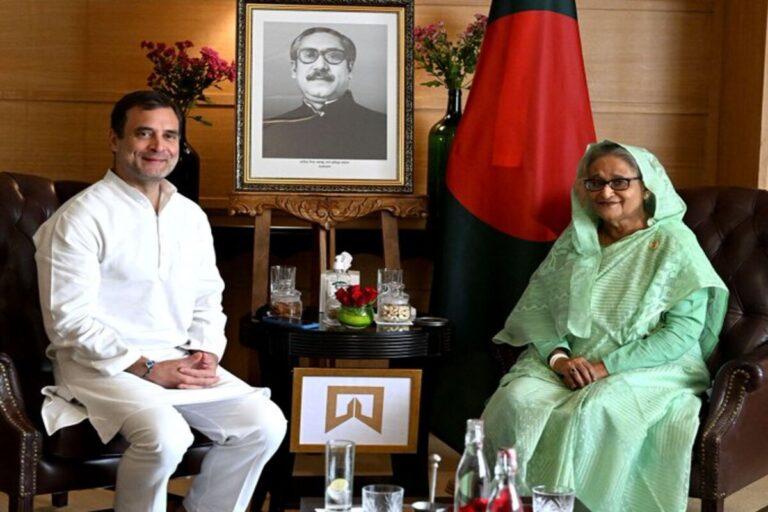 Congress MP Rahul Gandhi meets Bangladesh PM Sheikh Hasina
