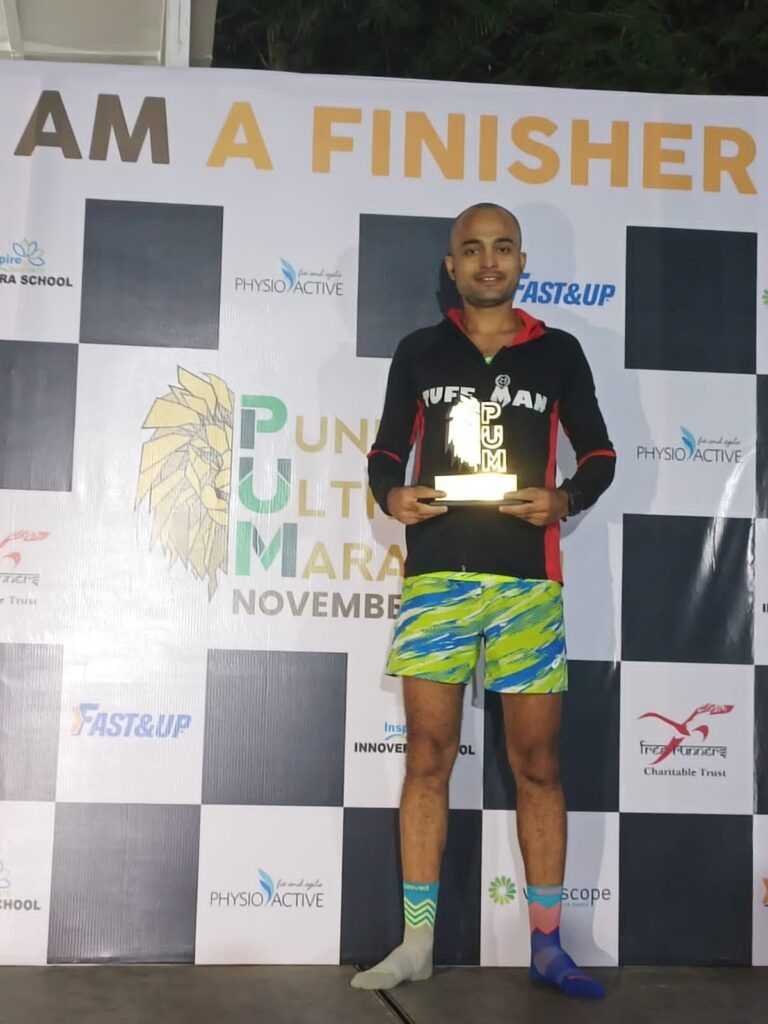 Sahil Sharma finished the Pune Ultra Marathon with a distance of 100 Kms
