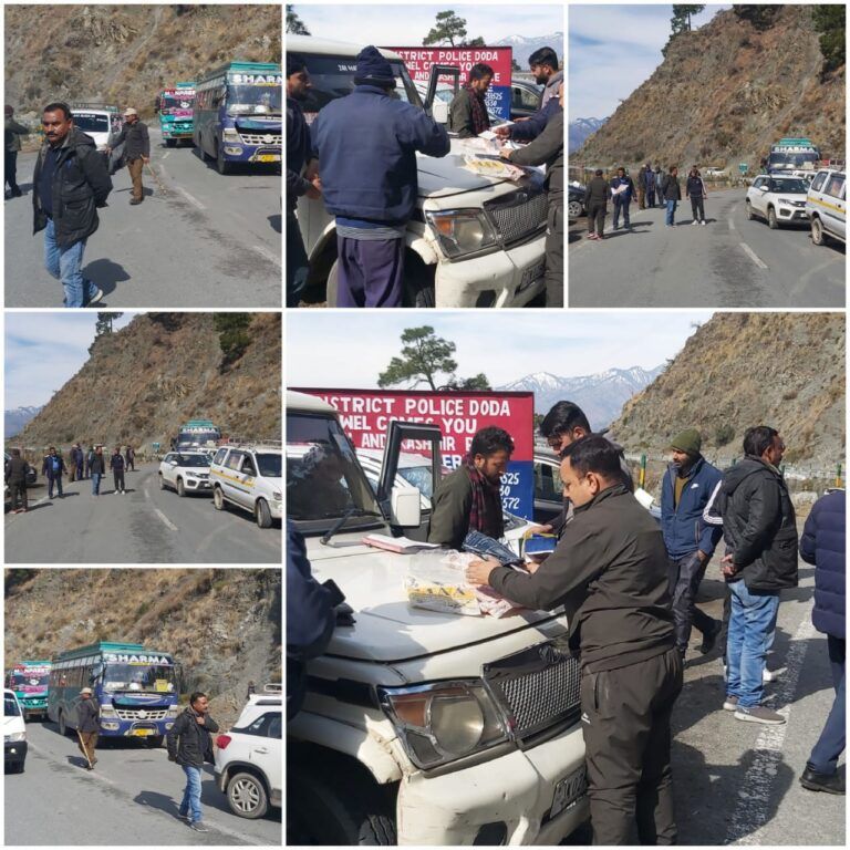 MV Deptt Doda conducts special drive on NHW-244, 40 vehicles challaned
