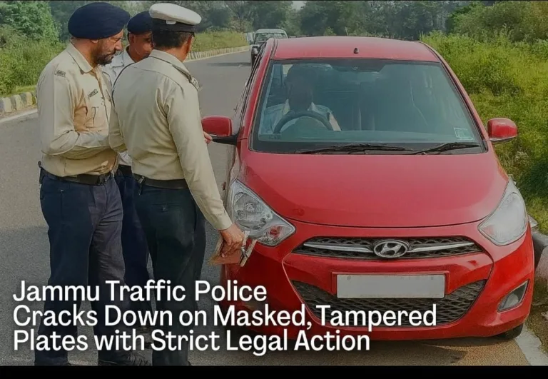 Traffic Police Issues Stern Warning Against Masking, Tampering of Vehicle Number Plates in Jammu