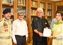Lieutenant Governor Hands Over Appointment Letter to Wife of Martyr J&K Police Inspector Masroor Ali Wani