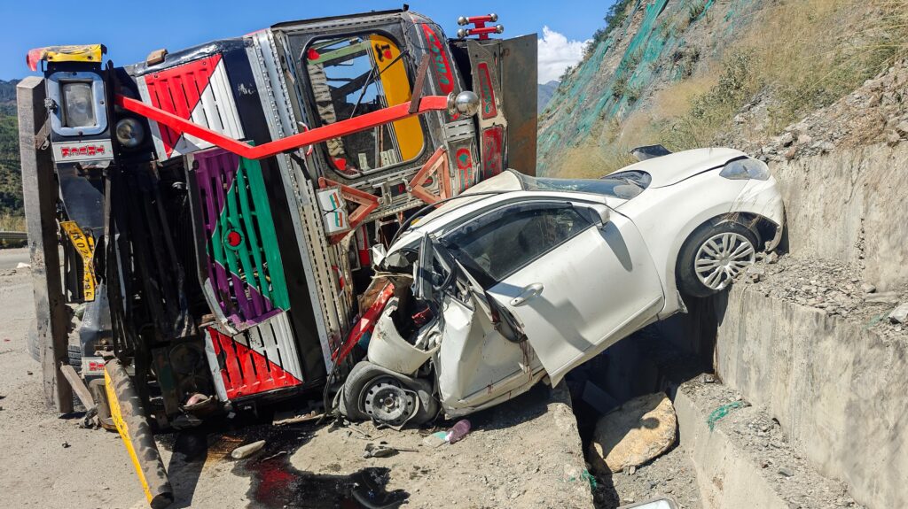 Road accident in Jammu showcasing damaged vehicles