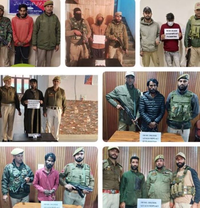 Anantnag Police Register 8 NDPS Cases, Arrest 7 Suspects; Over 7.86 Kg Contraband Seized